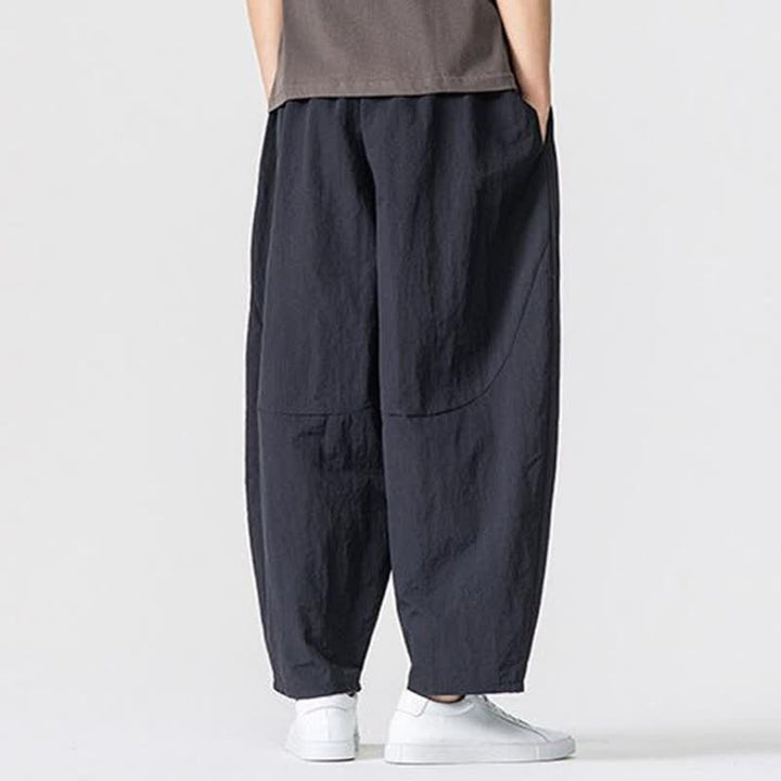 Buddha Stones Spring Fall Minimalist Basic Drawstring Solid Ankle Pants Men's Harem Pants With Pockets - image 15