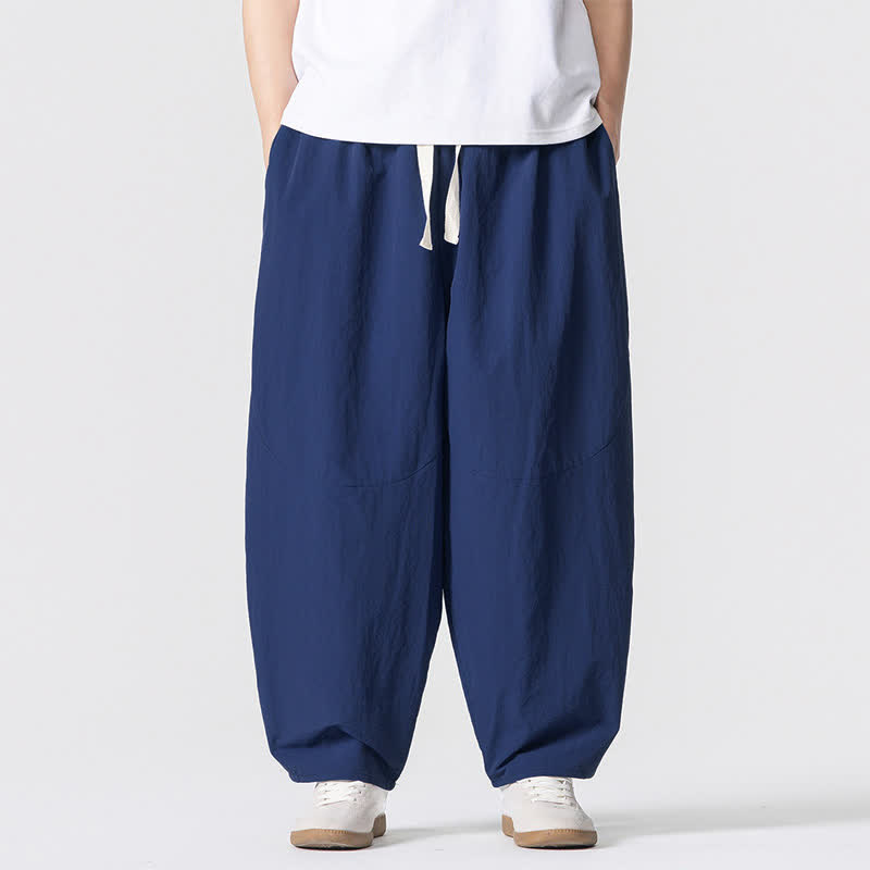 Buddha Stones Spring Fall Minimalist Basic Drawstring Solid Ankle Pants Men's Harem Pants With Pockets - RoyalBlue - US/UK/AU46, EU56 (5XL) - image 9