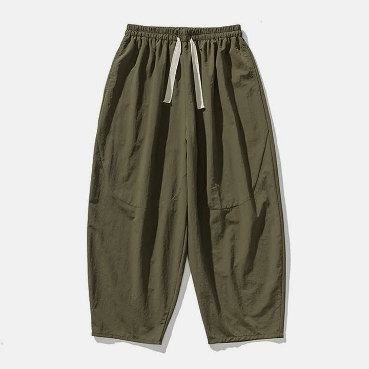 Buddha Stones Spring Fall Minimalist Basic Drawstring Solid Ankle Pants Men's Harem Pants With Pockets - image 4
