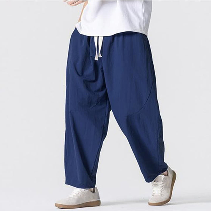 Buddha Stones Spring Fall Minimalist Basic Drawstring Solid Ankle Pants Men's Harem Pants With Pockets - image 10