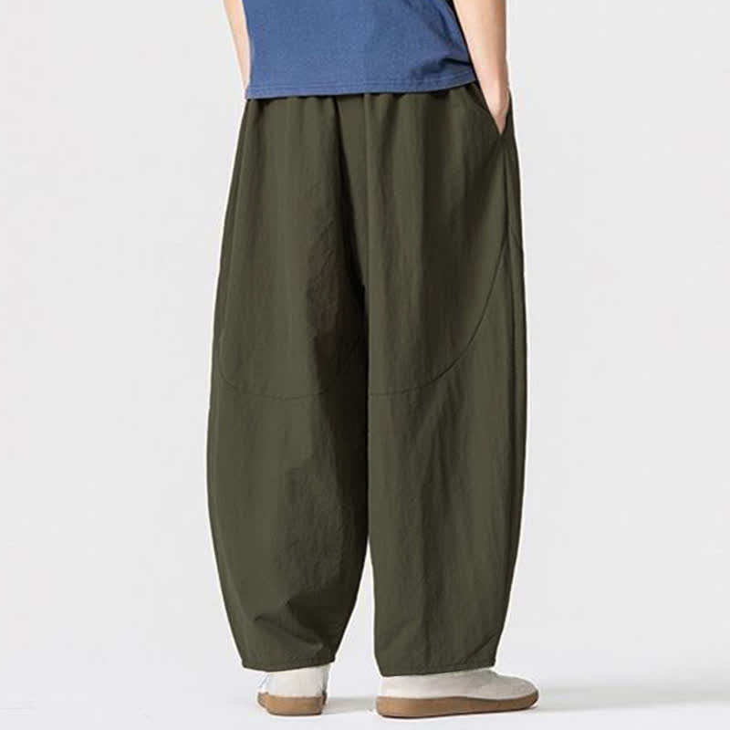Buddha Stones Spring Fall Minimalist Basic Drawstring Solid Ankle Pants Men's Harem Pants With Pockets - image 3