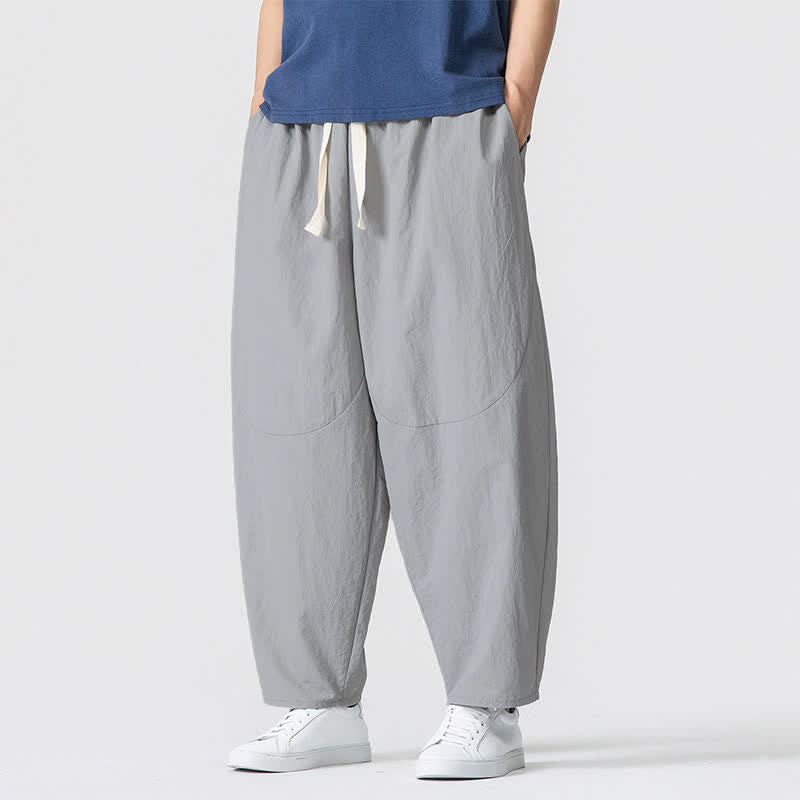 Buddha Stones Spring Fall Minimalist Basic Drawstring Solid Ankle Pants Men's Harem Pants With Pockets - image 7