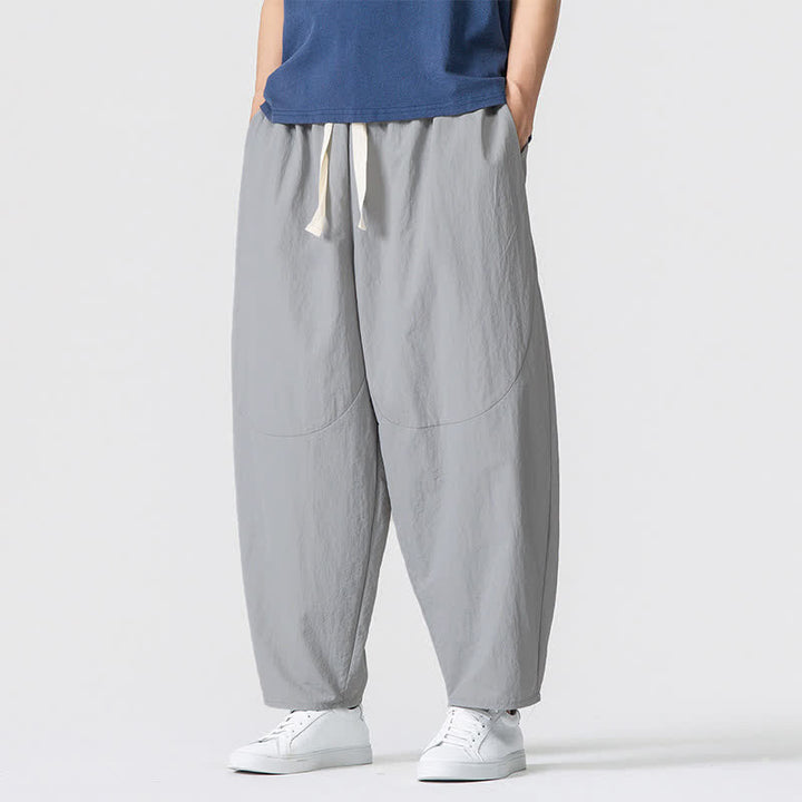 Buddha Stones Spring Fall Minimalist Basic Drawstring Solid Ankle Pants Men's Harem Pants With Pockets - image 7