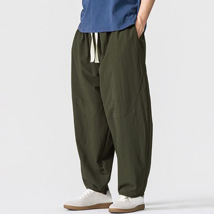 Buddha Stones Spring Fall Minimalist Basic Drawstring Solid Ankle Pants Men's Harem Pants With Pockets - image 2