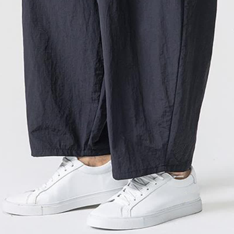 Buddha Stones Spring Fall Minimalist Basic Drawstring Solid Ankle Pants Men's Harem Pants With Pockets - image 18