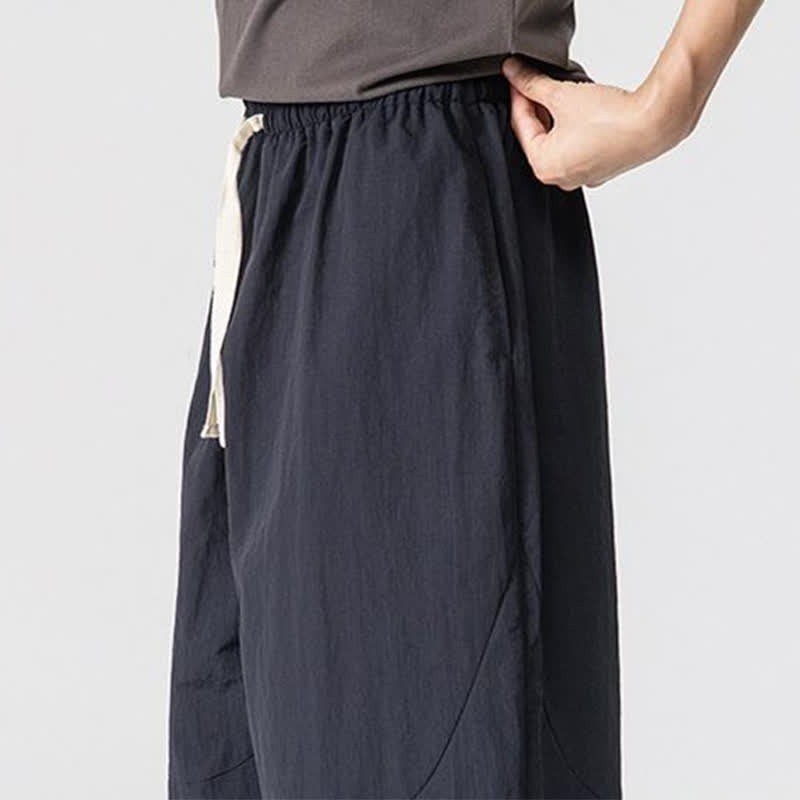 Buddha Stones Spring Fall Minimalist Basic Drawstring Solid Ankle Pants Men's Harem Pants With Pockets - image 17