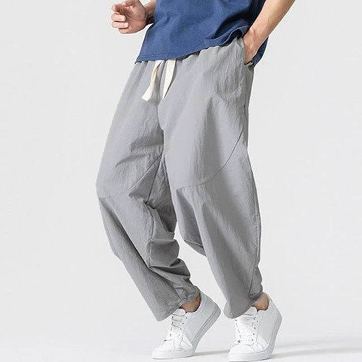 Buddha Stones Spring Fall Minimalist Basic Drawstring Solid Ankle Pants Men's Harem Pants With Pockets - image 8