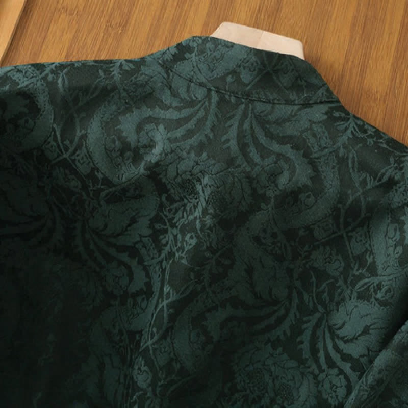 Buddha Stones Fall Elegant Tang Style Mandarin Collar Pankou Floral Women's Long Sleeve Shirts - image 3