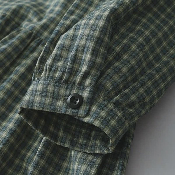 Buddha Stones Fall Casual Vintage Button-Up Plaid Women's Long Sleeve Dress - image 7