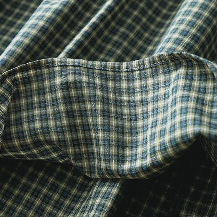 Buddha Stones Fall Casual Vintage Button-Up Plaid Women's Long Sleeve Dress - image 9