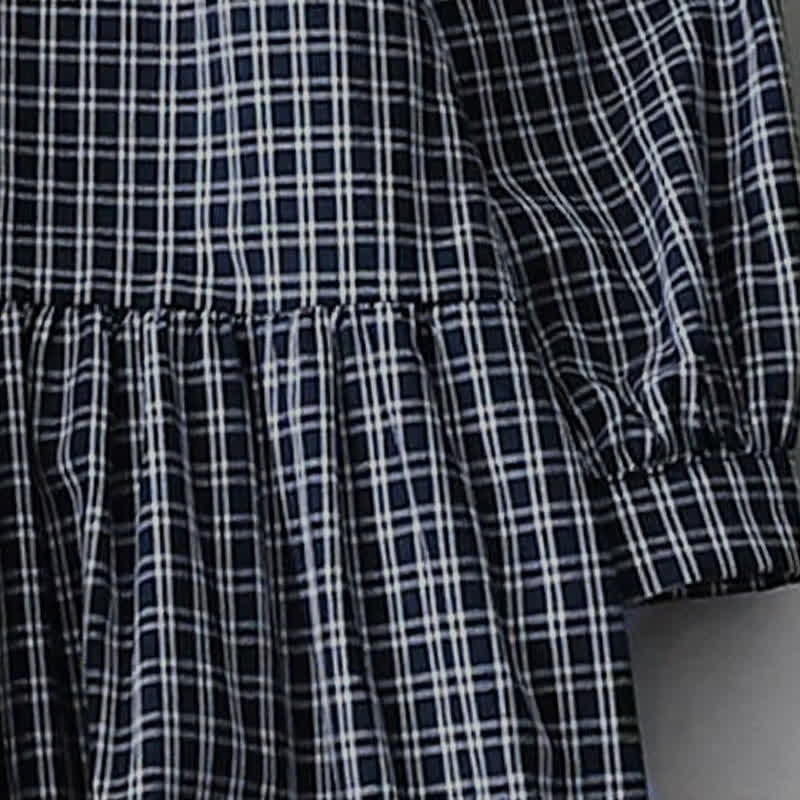 Buddha Stones Fall Casual Vintage Button-Up Plaid Women's Long Sleeve Dress - image 13