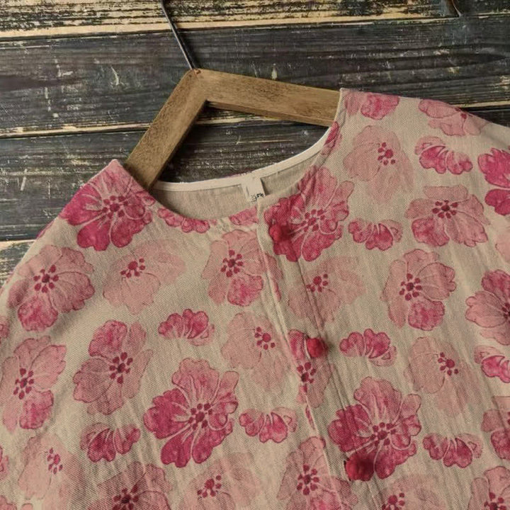 Buddha Stones Spring Elegant Retro Button-Up Pink Floral Women's Jacket With Pocket - image 6