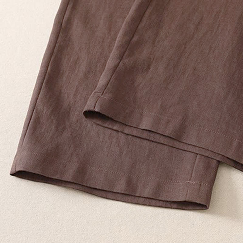 Buddha Stones Spring Fall Classic Simple Solid Cropped Pants Women's Straight Leg Pants With Pocket - image 12