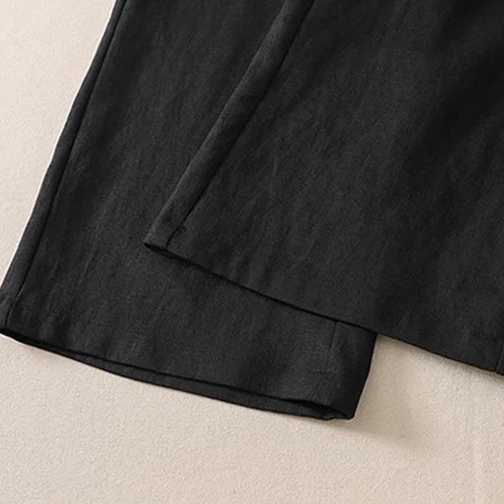 Buddha Stones Spring Fall Classic Simple Solid Cropped Pants Women's Straight Leg Pants With Pocket - image 8