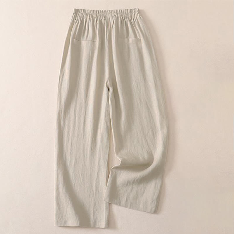 Buddha Stones Spring Fall Classic Simple Solid Cropped Pants Women's Straight Leg Pants With Pocket - image 1