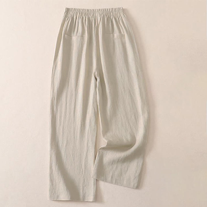 Buddha Stones Spring Fall Classic Simple Solid Cropped Pants Women's Straight Leg Pants With Pocket - image 1