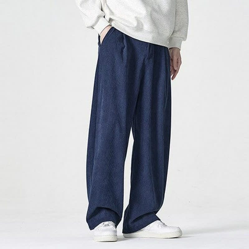 Buddha Stones Fall Winter Casual Solid Zipper Design Ankle Pants Men's Straight Leg Pants With Pocket - image 1