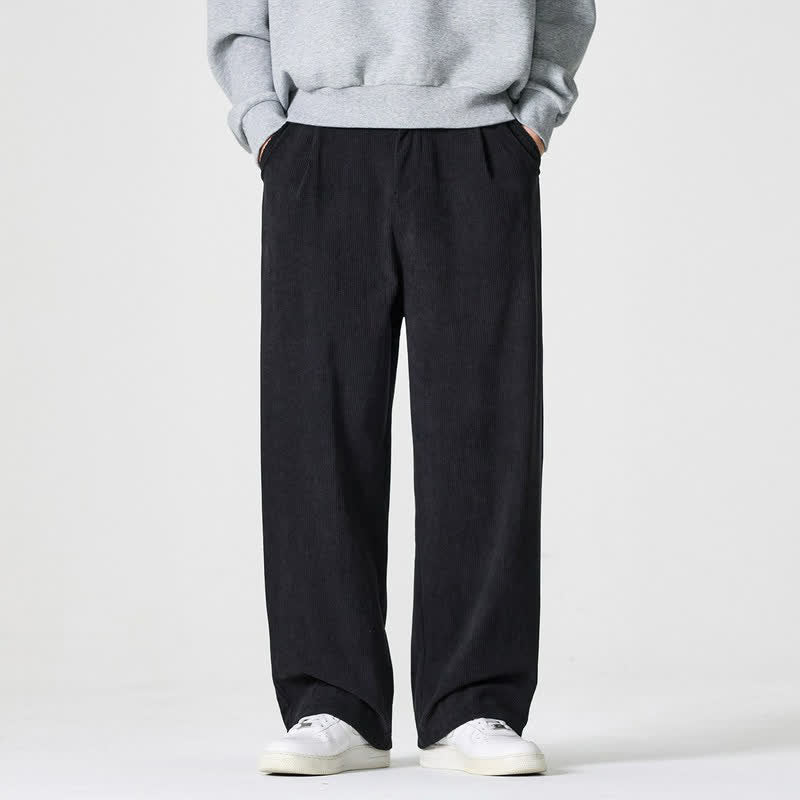 Buddha Stones Fall Winter Casual Solid Zipper Design Ankle Pants Men's Straight Leg Pants With Pocket - Black - US/UK/AU46, EU56 (5XL) - image 8