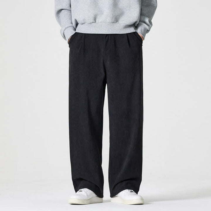 Buddha Stones Fall Winter Casual Solid Zipper Design Ankle Pants Men's Straight Leg Pants With Pocket - Black - US/UK/AU46, EU56 (5XL) - image 8