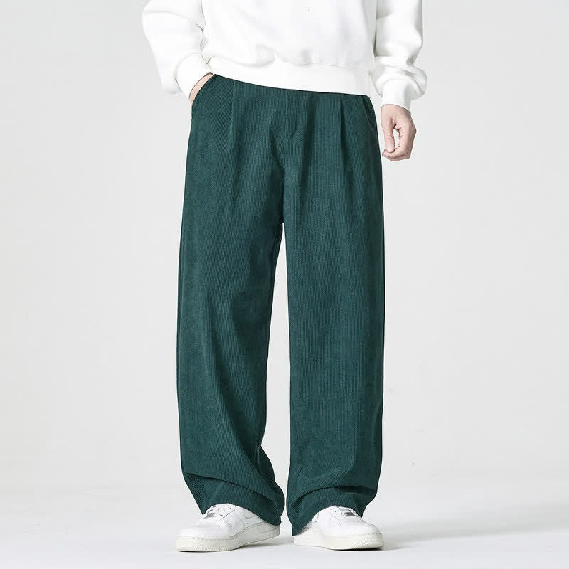 Buddha Stones Fall Winter Casual Solid Zipper Design Ankle Pants Men's Straight Leg Pants With Pocket - DarkGreen - US/UK/AU46, EU56 (5XL) - image 4