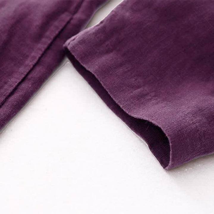Buddha Stones Fall Casual Minimalist Button-Up Purple Women's Long Sleeve Dress With Pockets - image 8