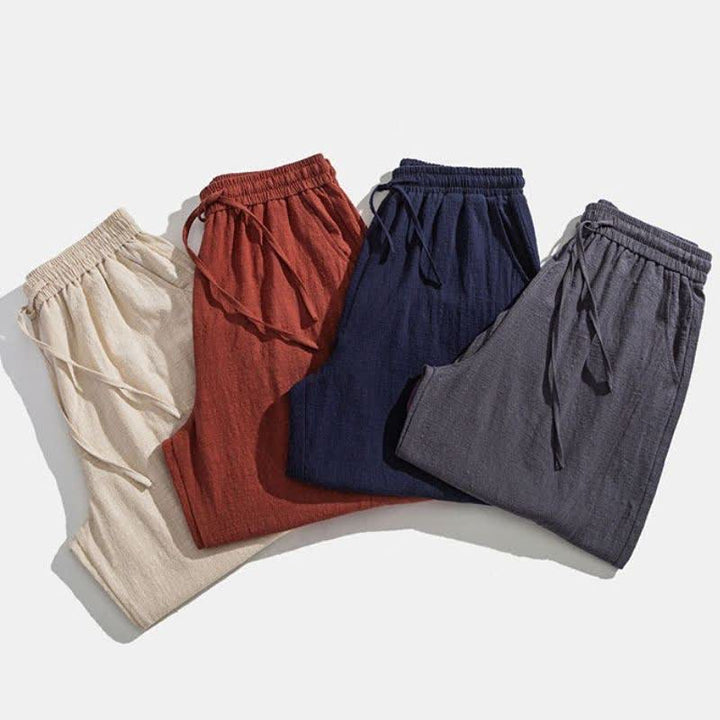 Buddha Stones Spring Fall Casual Minimalist Drawstring Solid Long Pants Men's Harem Pants With Pockets - image 21