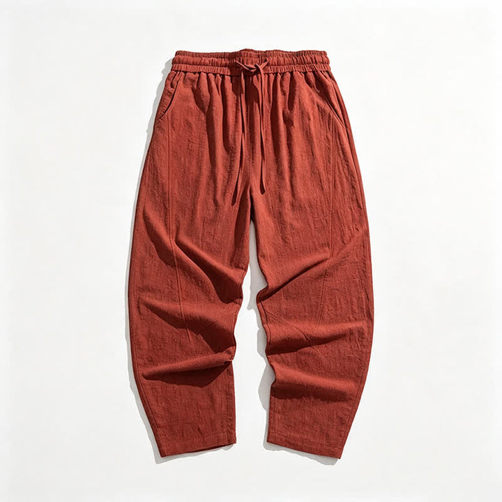 Buddha Stones Spring Fall Casual Minimalist Drawstring Solid Long Pants Men's Harem Pants With Pockets - image 10