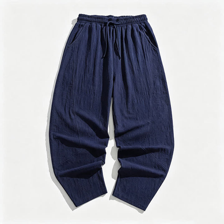 Buddha Stones Spring Fall Casual Minimalist Drawstring Solid Long Pants Men's Harem Pants With Pockets - image 1