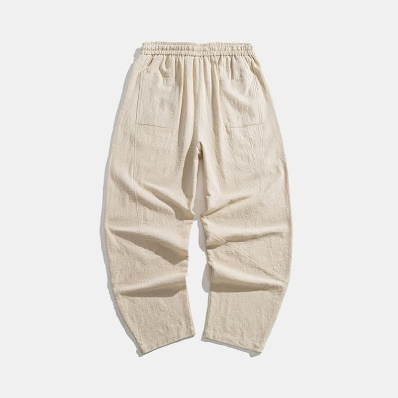 Buddha Stones Spring Fall Casual Minimalist Drawstring Solid Long Pants Men's Harem Pants With Pockets - image 8