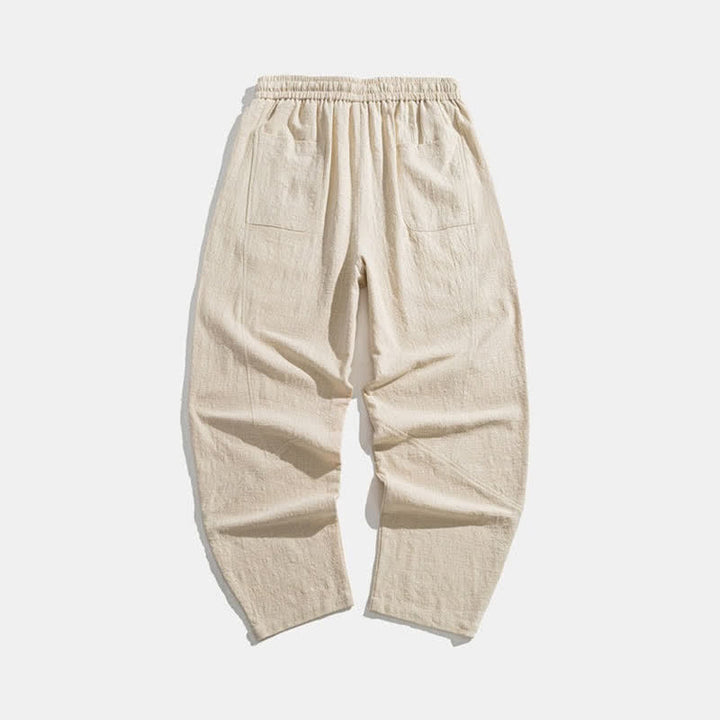 Buddha Stones Spring Fall Casual Minimalist Drawstring Solid Long Pants Men's Harem Pants With Pockets - image 8