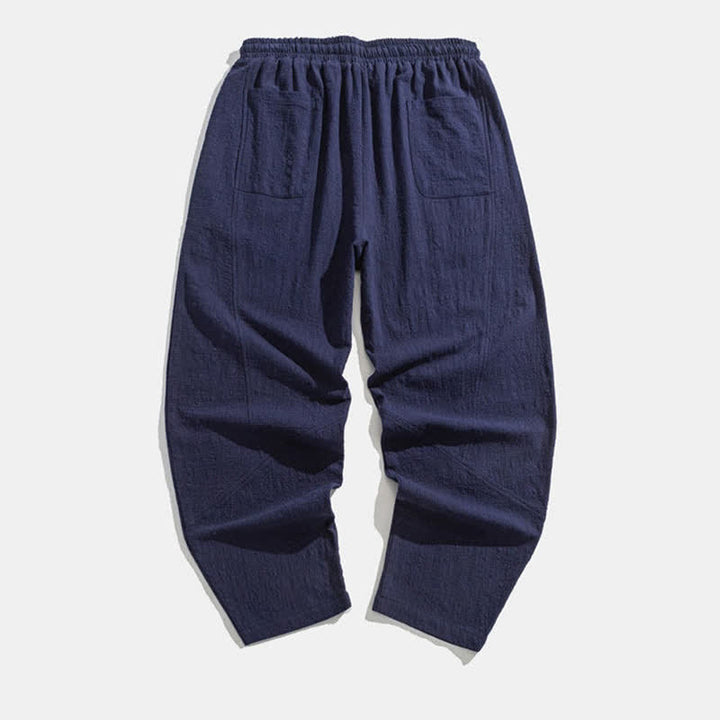 Buddha Stones Spring Fall Casual Minimalist Drawstring Solid Long Pants Men's Harem Pants With Pockets - image 2