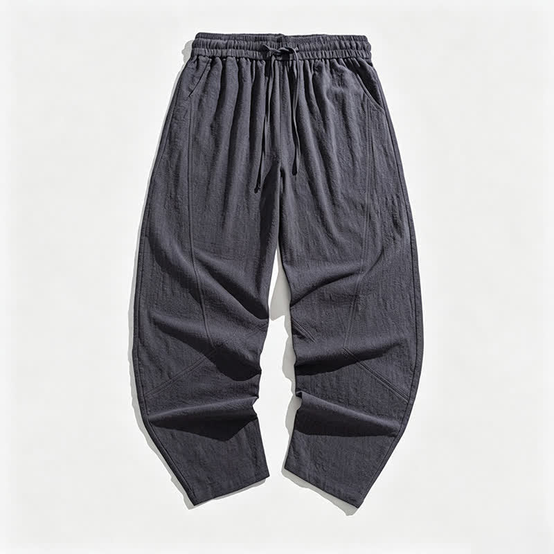 Buddha Stones Spring Fall Casual Minimalist Drawstring Solid Long Pants Men's Harem Pants With Pockets - image 4