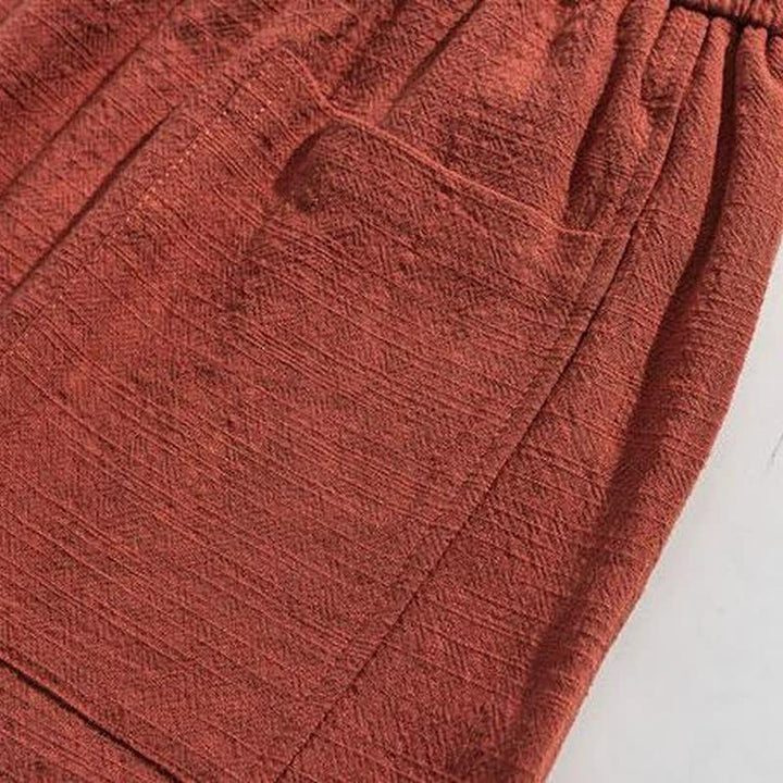 Buddha Stones Spring Fall Casual Minimalist Drawstring Solid Long Pants Men's Harem Pants With Pockets - image 15