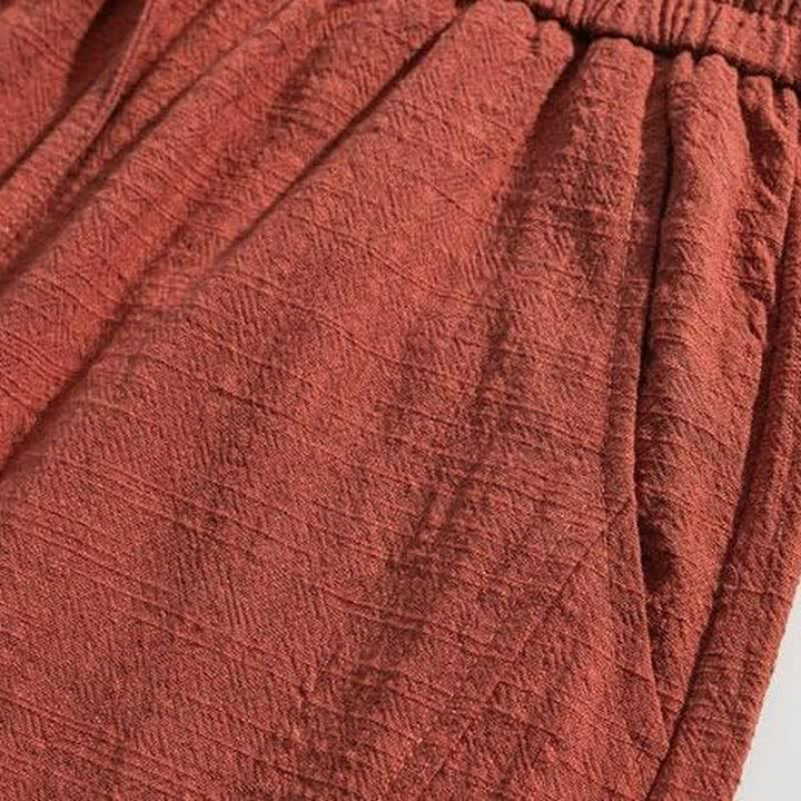 Buddha Stones Spring Fall Casual Minimalist Drawstring Solid Long Pants Men's Harem Pants With Pockets - image 14