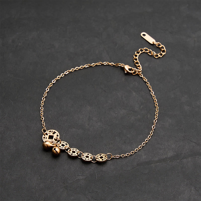 Buddha Stones Copper Coins Bell Charm Titanium Steel Strengthen Anklet - image 10