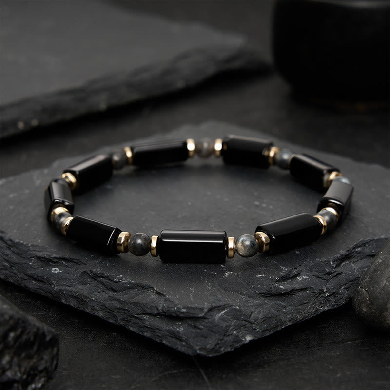 Buddha Stones Black Onyx Protection Copper Accent Bead Bracelet - image 2