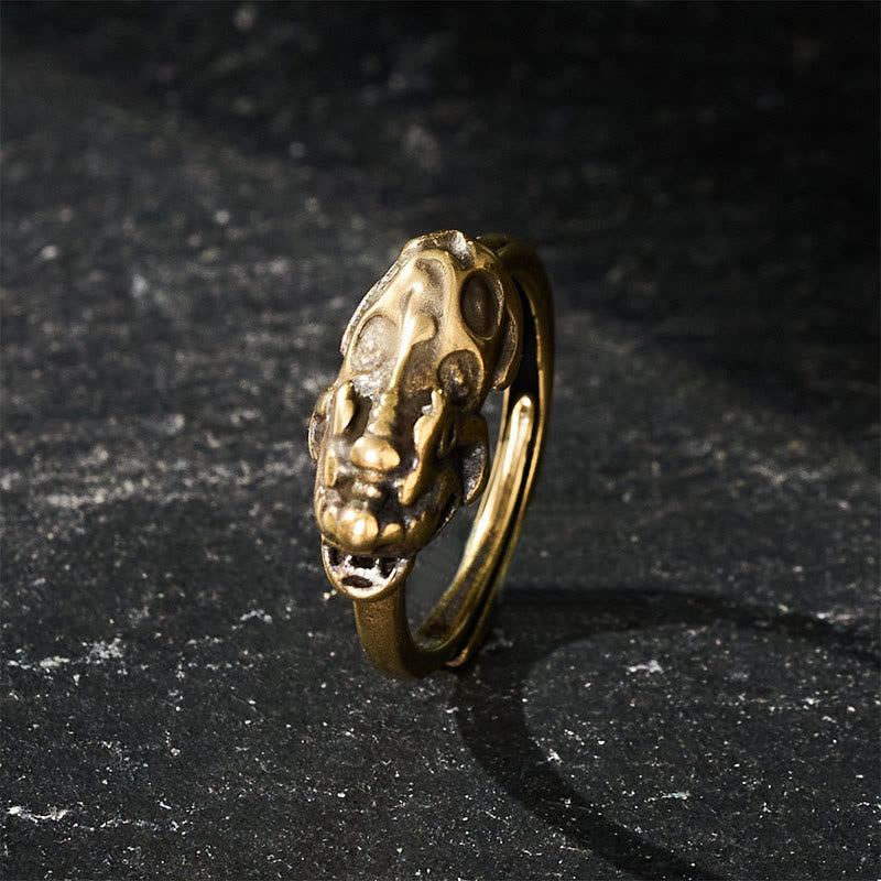 Buddha Stones Brass Pixiu Wealth Auspicioisness Adjustable Ring - image 2