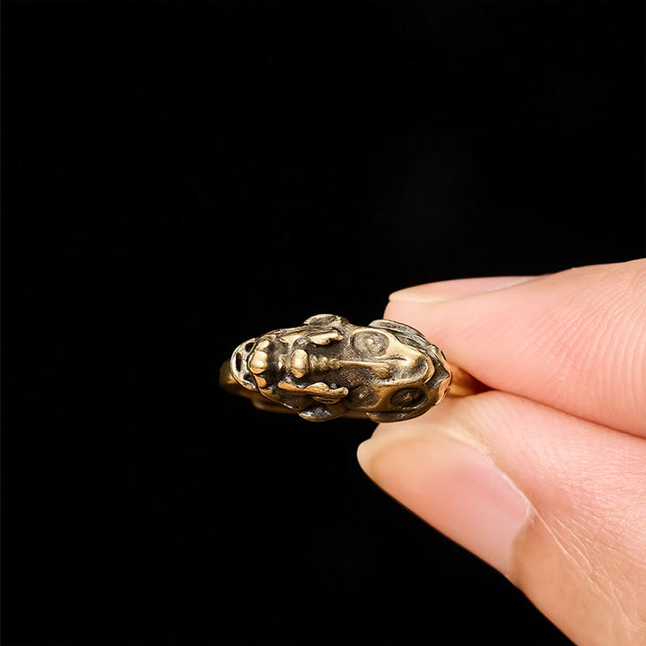 Buddha Stones Brass Pixiu Wealth Auspicioisness Adjustable Ring - image 4