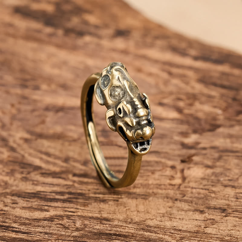 Buddha Stones Brass Pixiu Wealth Auspicioisness Adjustable Ring - PiXiu(Wealth ♥ Luck) - image 0