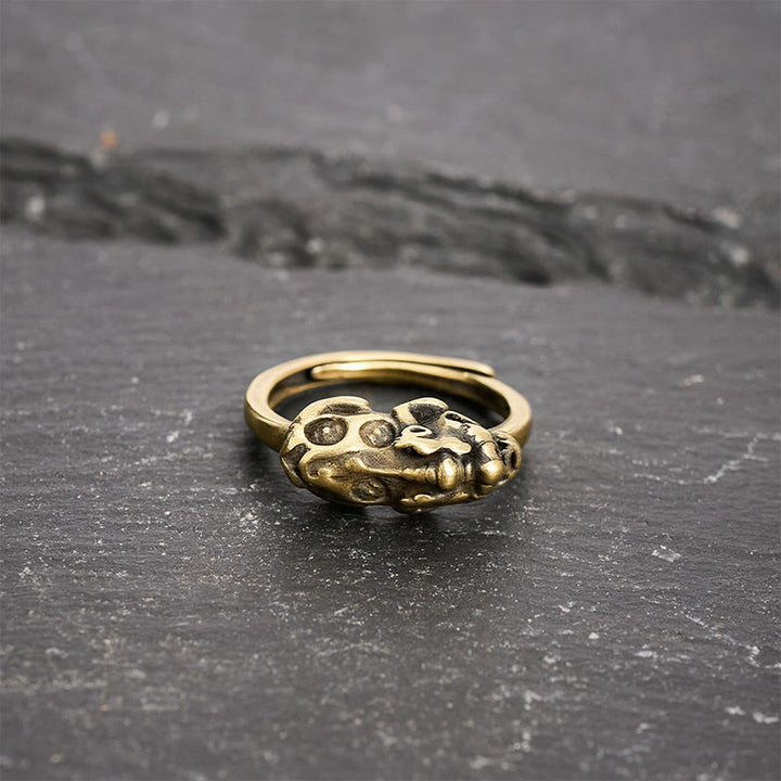 Buddha Stones Brass Pixiu Wealth Auspicioisness Adjustable Ring - image 3