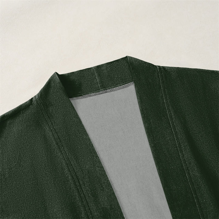 Buddha Stones Cotton Ripple Circle Pattern Open Front Men's Kimono - image 3