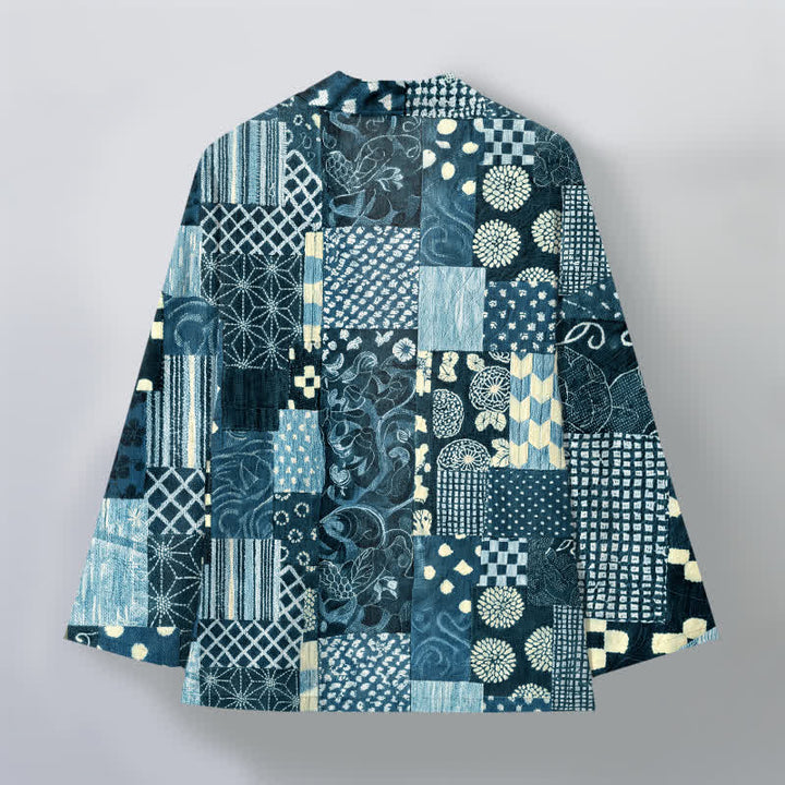Buddha Stones Cotton Vintage Floral Patchwork Pattern Open Front Men's Kimono - image 8