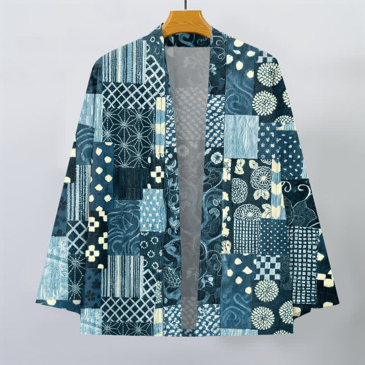 Buddha Stones Cotton Vintage Floral Patchwork Pattern Open Front Men's Kimono - image 7
