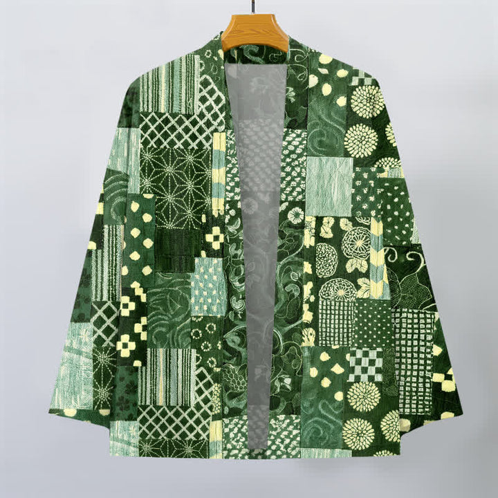 Buddha Stones Cotton Vintage Floral Patchwork Pattern Open Front Men's Kimono - image 10