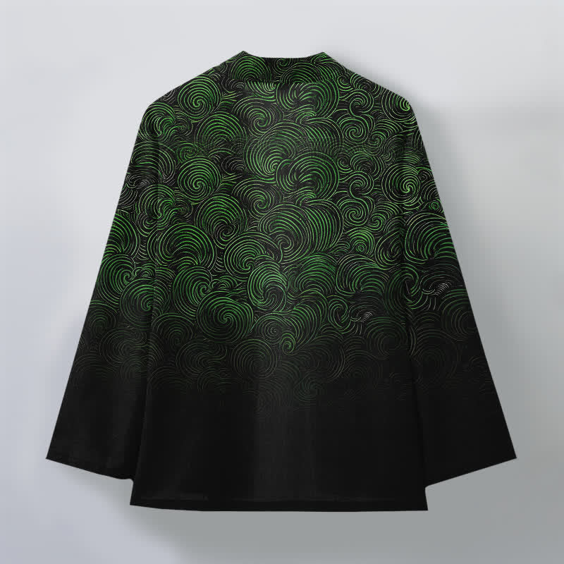 Buddha Stones Cotton Swirl Gradient Pattern Open Front Men's Kimono - image 2