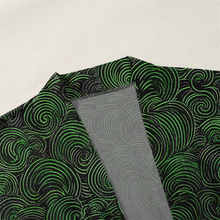 Buddha Stones Cotton Swirl Gradient Pattern Open Front Men's Kimono - image 3