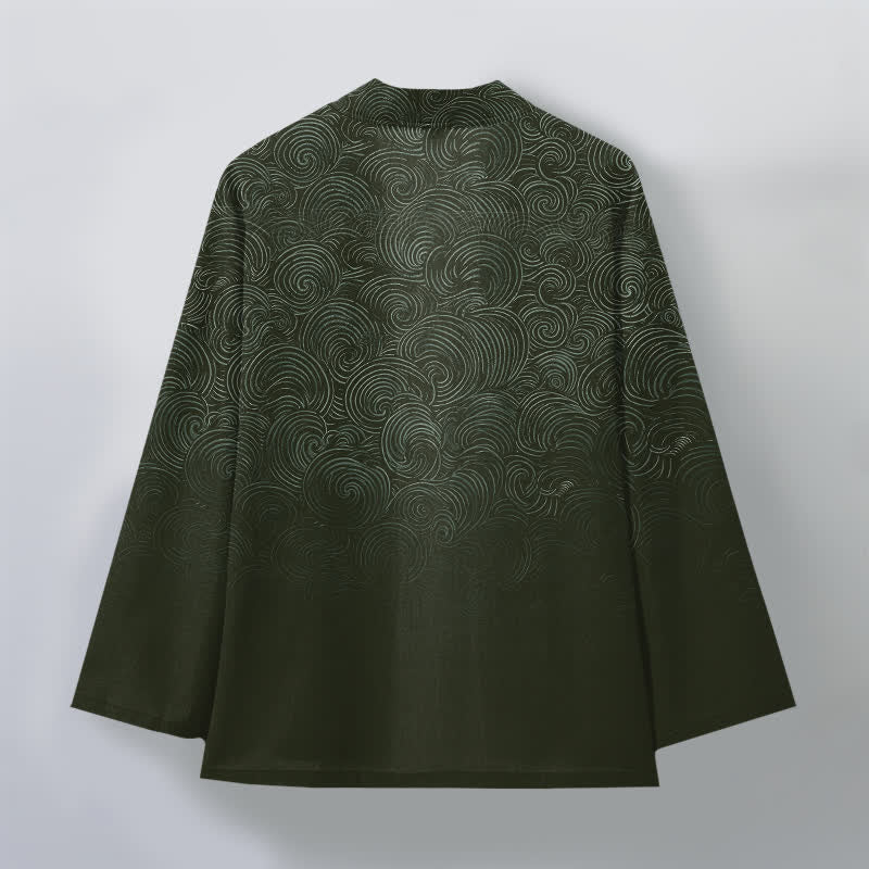Buddha Stones Cotton Swirl Gradient Pattern Open Front Men's Kimono - image 8