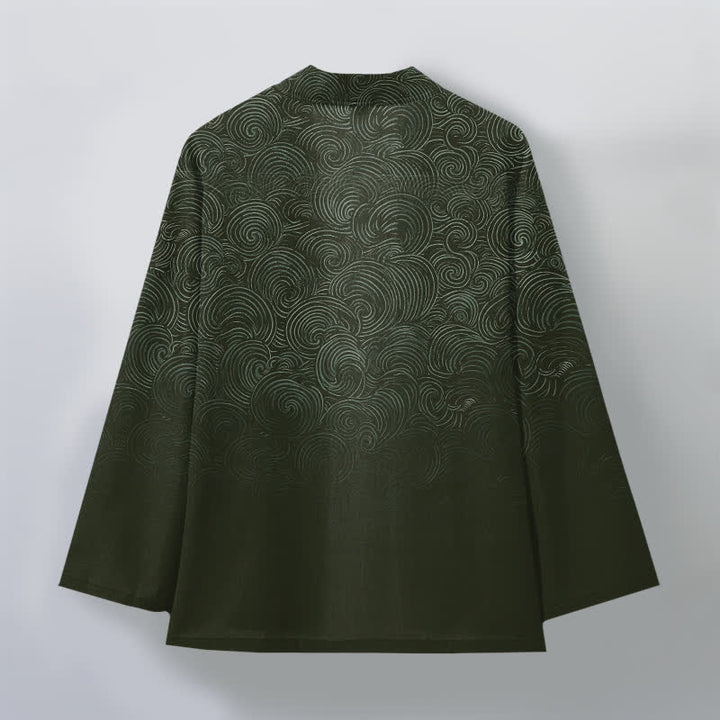 Buddha Stones Cotton Swirl Gradient Pattern Open Front Men's Kimono - image 8