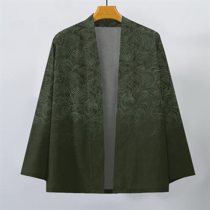 Buddha Stones Cotton Swirl Gradient Pattern Open Front Men's Kimono - image 7