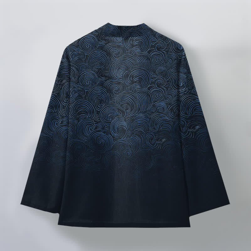 Buddha Stones Cotton Swirl Gradient Pattern Open Front Men's Kimono - image 11